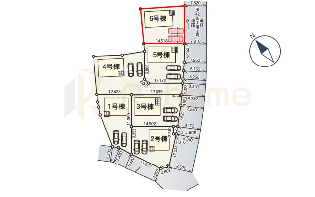 那珂市瓜連第14　新築戸建て　6号棟の区画図|大きなお買い物だからこそ、メリット・デメリットを伝えさせて頂きます。
R-homeにお任せください♪
