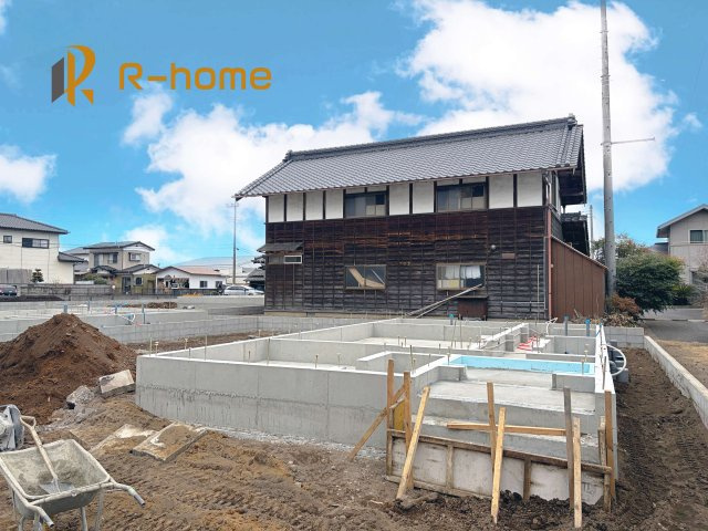 那珂市瓜連第14　新築戸建て　6号棟の外観|2026年4月完成予定！近隣の同仕様完成物件をご見学いただけます♪