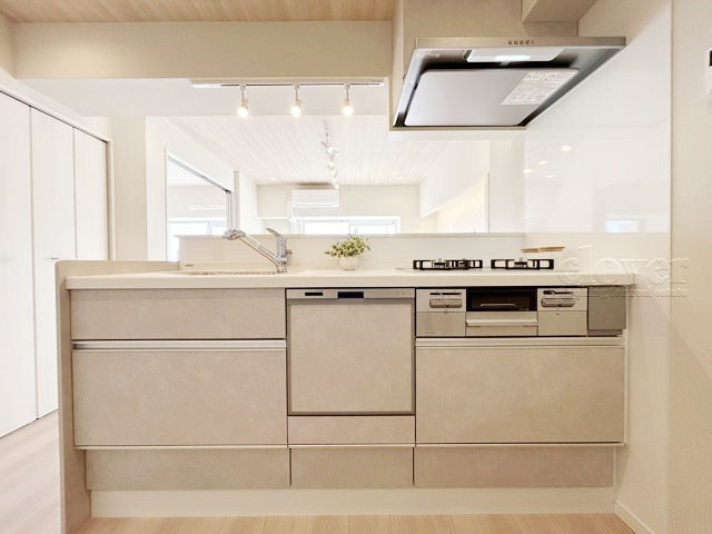 【キッチン】 | ハイネス巣鴨 | 食洗機付き　カウンター式のシステムキッチン。スッキリと見晴らしの良いキッチンで、気分よく調理や洗い物に精を出せそうですね。～即日のご見学可能～　お問合せはお気軽にどうぞ。