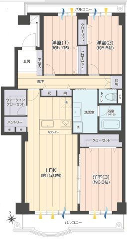 サンライトパストラル六番街D棟の間取り
