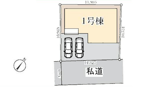 伊勢原市岡崎　新築戸建　全1棟1号棟の区画図