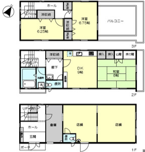 東灘区住吉宮町5丁目店舗付き住宅の間取り