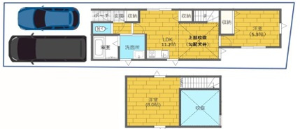 単身者お二人様向けコンパクトハウス　西二見　新築戸建の間取り