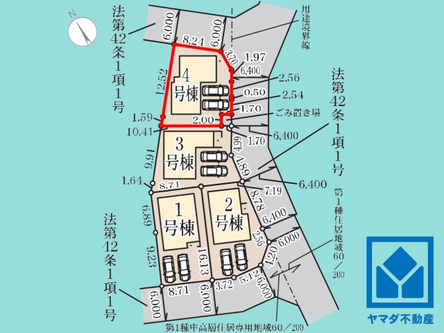大津市堅田１丁目　3期　4号棟の区画図