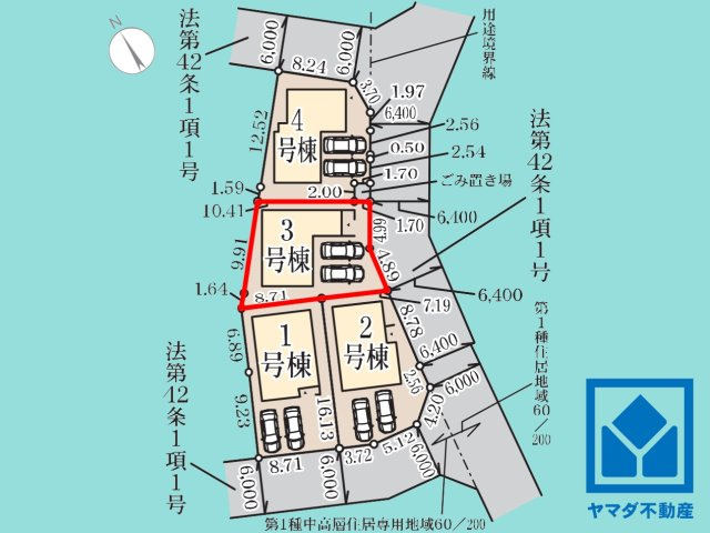 大津市堅田１丁目　3期　3号棟の区画図