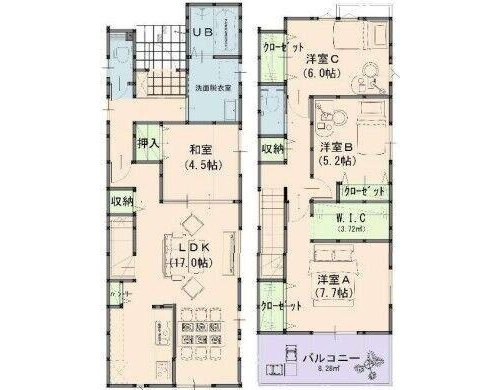 よかタウン　岡山市北区久米（1期）【仲介手数料無料】の間取り