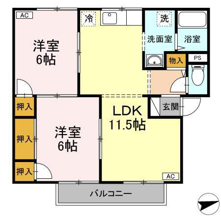 【間取り】 | セジュールＭ　A棟