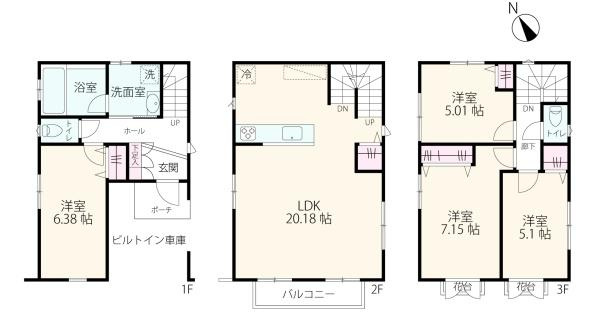 横浜市都筑区東山田４丁目の中古一戸建の間取り|間取り4LDKのお部屋です。家具の配置がしやすく使いやすい間取りです。