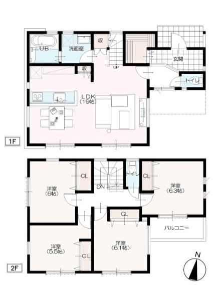 横浜市戸塚区川上町の売地のその他|（建物参考プラン・間取図）木造2階建、建物面積105平米、建物価格2200万円（税込）