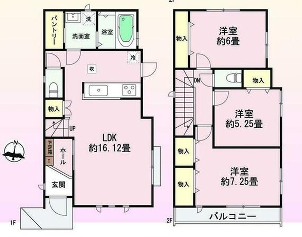 両面道路で開放的なお家　糀台3丁目13番　B号棟　新築戸建の間取り