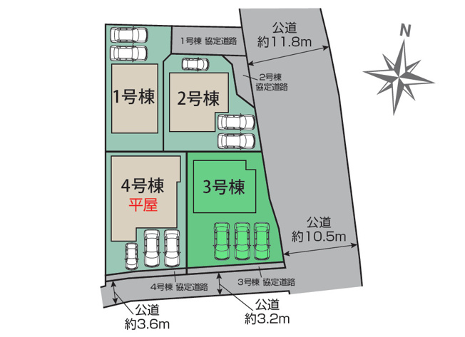 【区画図】 | ブルーミングガーデン前橋市北代田町ー③ | 細井小学校まで徒歩8分！
ベルクまで300ｍと日々のお買い物便利！
嬉しい都市ガス×本下水エリア！
開放的な南東角地に面した敷地！