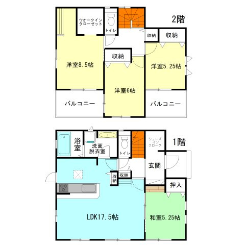 【間取り】 | ブルーミングガーデン前橋市北代田町ー③ | 全居室二面採光＋南向き！
キッチンには嬉しい食器洗浄乾燥機付き！
主寝室にはウォークインクローゼット＋カウンター付き！