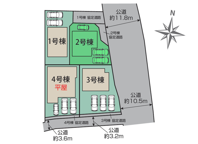 【区画図】 | ブルーミングガーデン前橋市北代田町ー② | 細井小学校まで徒歩8分！
ベルクまで300ｍと日々のお買い物便利！
嬉しい都市ガス×本下水エリア！