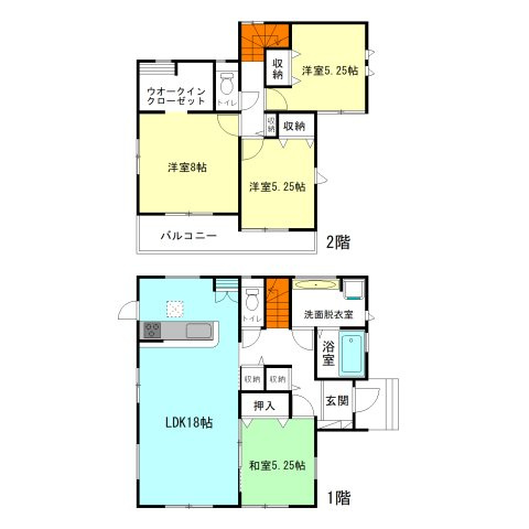 【間取り】 | ブルーミングガーデン前橋市北代田町ー② | 全居室二面採光＋南向き！
キッチンには嬉しい食器洗浄乾燥機付き！
大容量収納ウォークインクローゼット完備！
