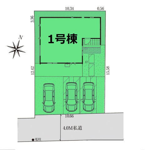 【区画図】 | グラファーレ前橋市昭和町ー① | カースペースは並列3台駐車可能！