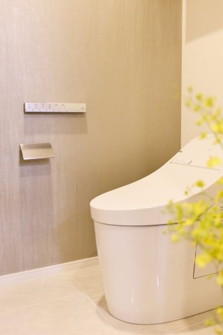 SKY DUO SUN VILLAGE T棟  34階のトイレ|手洗い付きのタンクレストレイです。