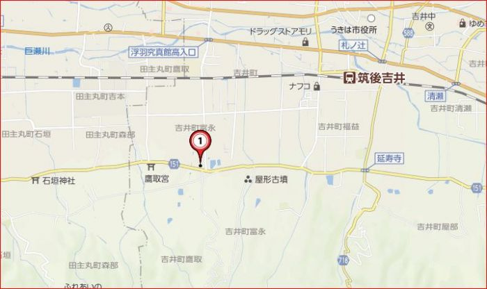 うきは市吉井町富永　売り土地の地図