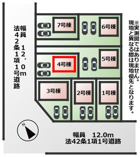 【区画図】 | CRADLEGARDEN小山市東間々田第7　4号棟 | 【全7棟】各号棟の詳細については、お気軽にお問い合わせください♪