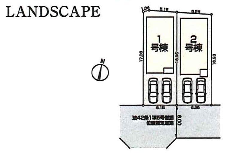 新築/新座市新堀1　全２棟の区画図|駐車場あり（車種による）