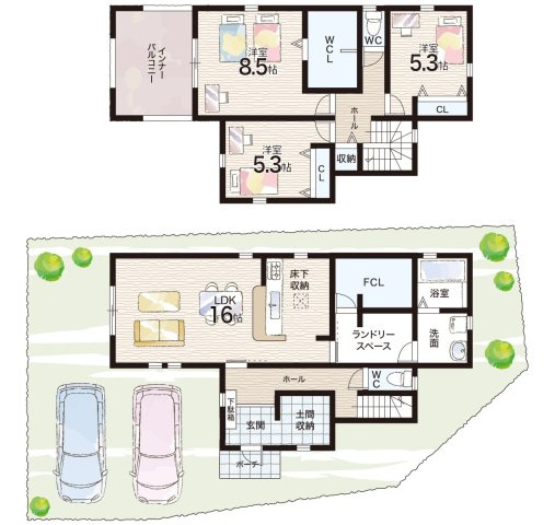 揖保郡太子町東南　第3期　新築一戸建ての間取り