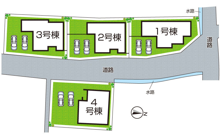 揖保郡太子町東南　第3期　新築一戸建ての区画図|全4区画