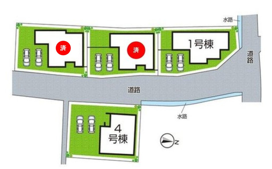 揖保郡太子町東南　第3期　新築一戸建ての区画図|全4区画