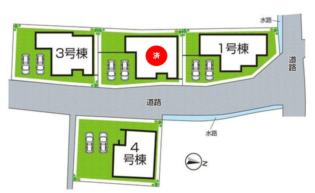 揖保郡太子町東南　第3期　新築一戸建ての区画図|全4区画