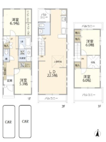 【間取り】 | ■学芸大学駅７分■東口商店街の近く■２０２１年リフォーム歴■４ＬＤＫ＋車２台 | ■東横線「学芸大学駅」歩７分
■東口商店街を抜けてすぐの好立地
■２０２１年に内装リフォーム済
■４ＬＤＫ＋車２台可
■内覧予約受付中