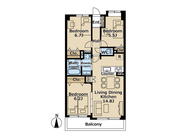 【間取り】 | ダイアパレス志木V　(丸井志木店) | 令和4年9月内装デザインリフォーム済、令和8年1月リペア・クリーニング完了の綺麗な室内です。