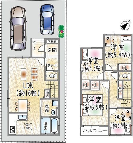 浜甲子園1丁目の間取り|1号棟