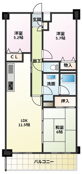 【間取り】 | ライオンズガーデン戸塚 | ファミリーに最適な3LDK ！