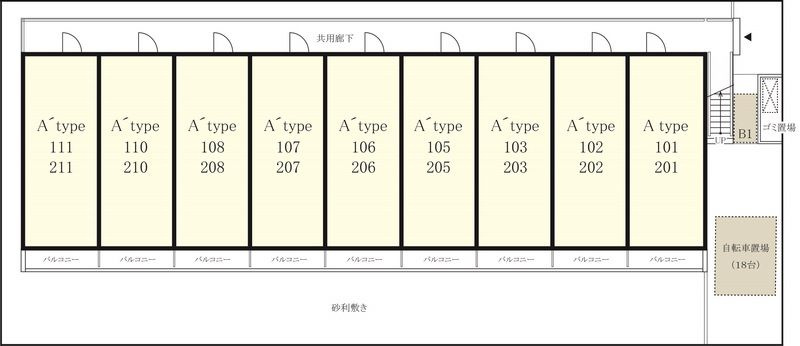 江戸川区北小岩８丁目のアパートの区画図