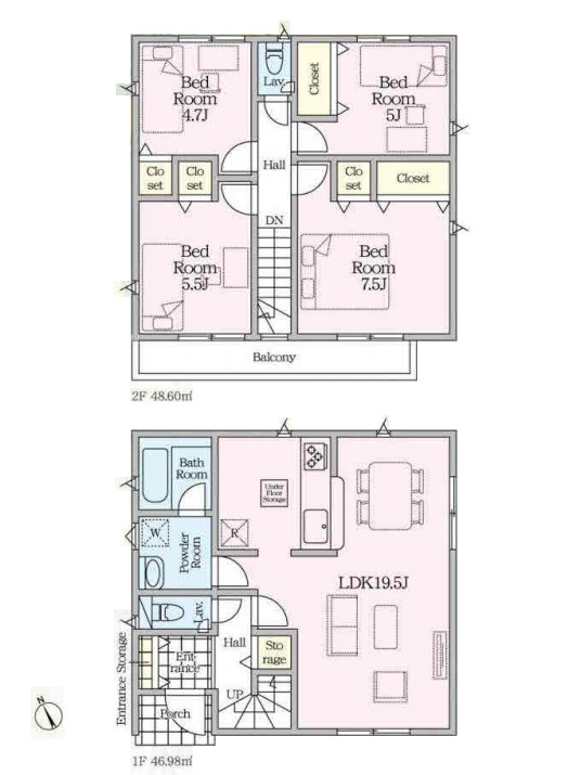 鴻巣市鴻巣　第1　新築一戸建て　クレイドルガーデン　02の間取り|【全3棟・2号棟】鴻巣市鴻巣　第1　新築一戸建て　クレイドルガーデン　02・4LDK・土地面積167.42m2・建物面積95.58m2