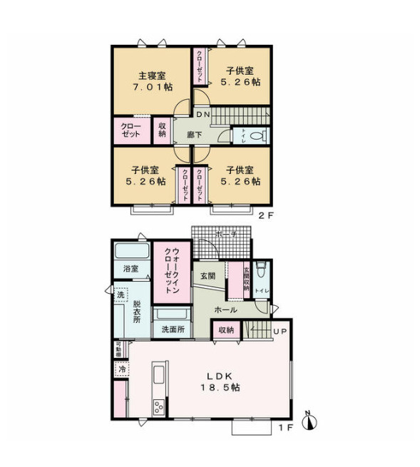 知多郡阿久比町陽なたの丘５丁目　中古戸建の間取り