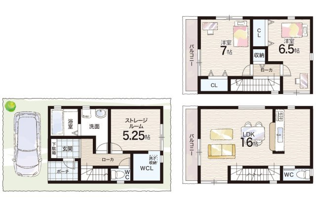 伊丹市藤ノ木　新築一戸建ての間取り