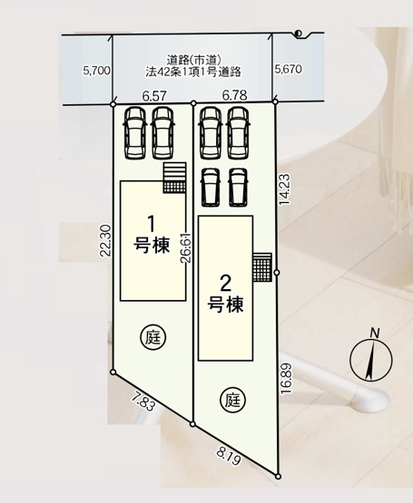 【区画図】 | 福岡市南区長住7丁目第9　2号棟（全2棟）【仲介手数料無料・0円】 | 区画図です。2号棟