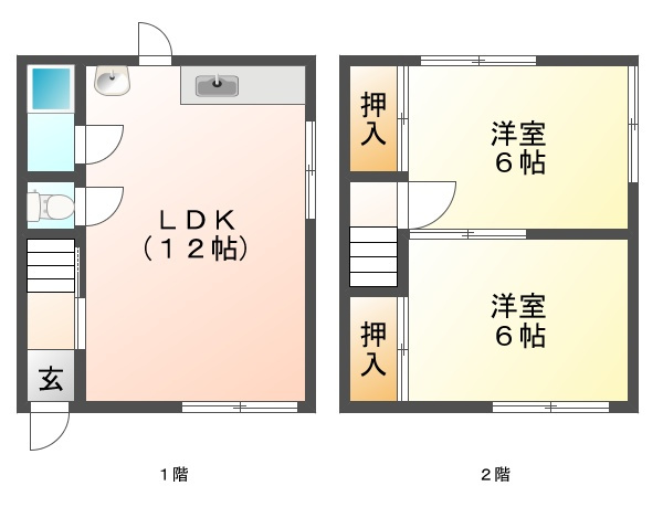 千鳥ヶ丘３丁目貸家の間取り