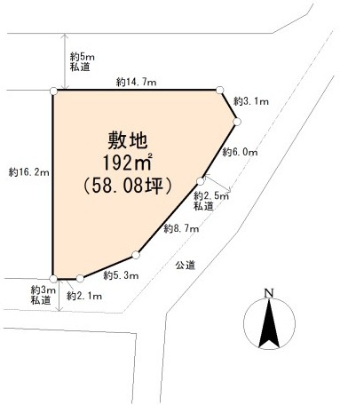 東松山市大谷　土地58坪の土地図