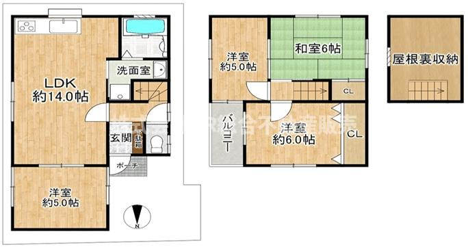 池島町2丁目中古戸建の間取り|家族の時間・個々の時間を大事にできる造りです！