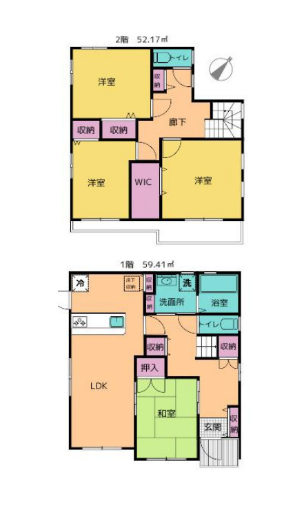 桶川市加納　中古戸建の間取り
