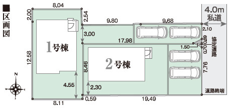 平塚市山下　新築戸建　全2棟2号棟の区画図