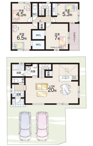 堺市西区浜寺諏訪森町東　第1期　新築一戸建ての間取り|1号地