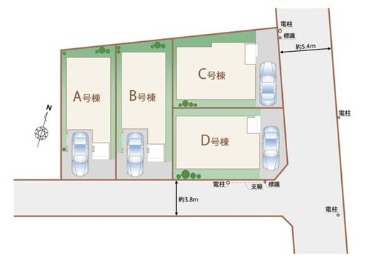 練馬区下石神井4丁目　東南角地×南道路　駅チカ限定4棟の区画図|開放的なロケーション♪南東角地を含む全4棟の誕生です♪