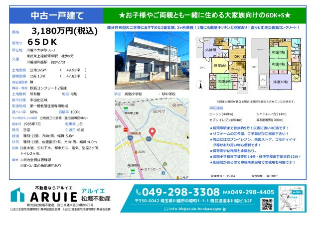 川越市砂　中古戸建の地図