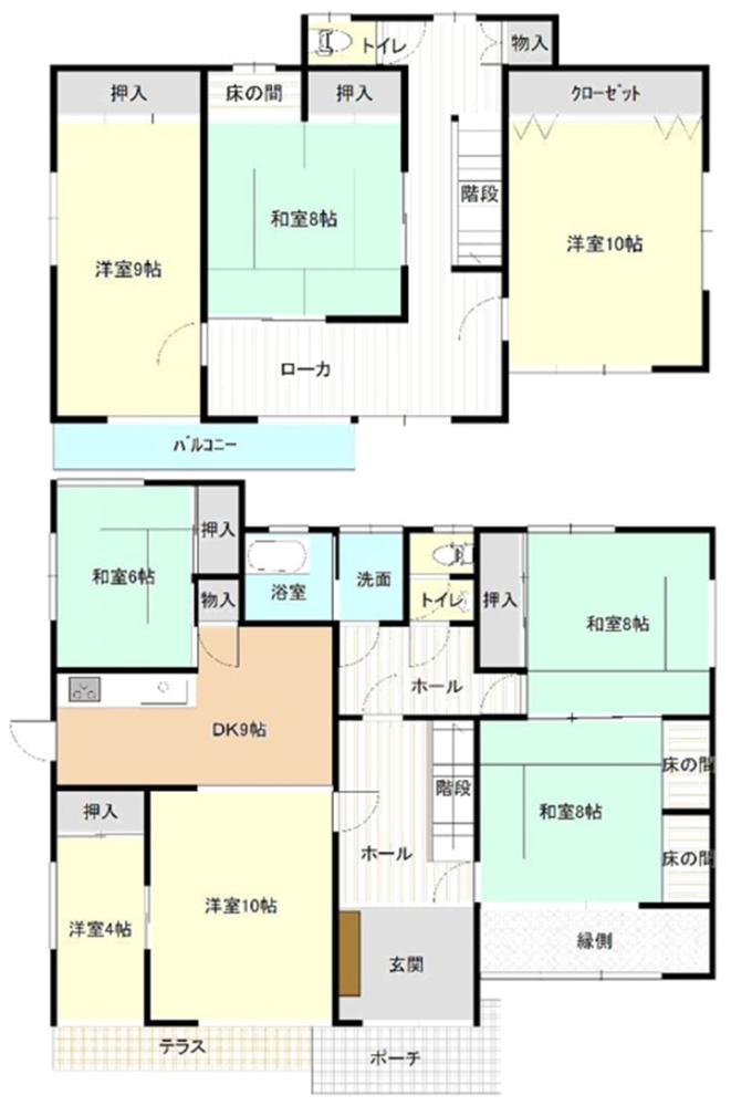 西宮市甑岩町の間取り|1階和室が隣接しており、続き間としてお使いいただくことも
