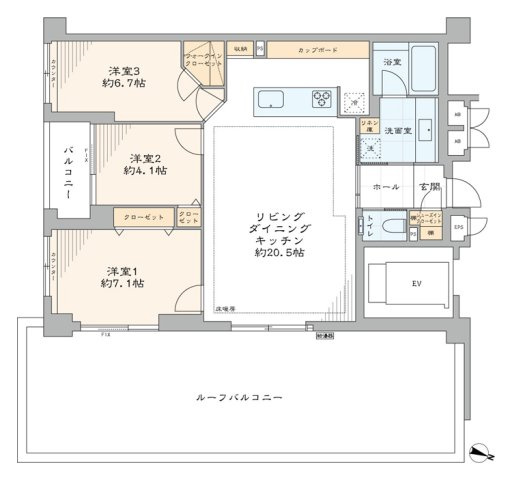 ディアパーク市ヶ谷南町の間取り|ディアパーク市ヶ谷南町：最上階・南東角部屋の３ＬＤＫ床暖房・エアコン付きリノベーション物件はフラット３５利用可能なお部屋となっております！