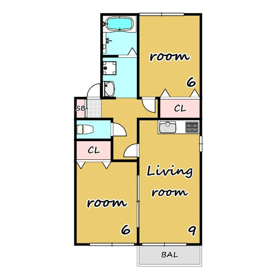 【間取り】 | ディアコート | ★日当たり良好★追炊き★専用庭★フローリング★角部屋★