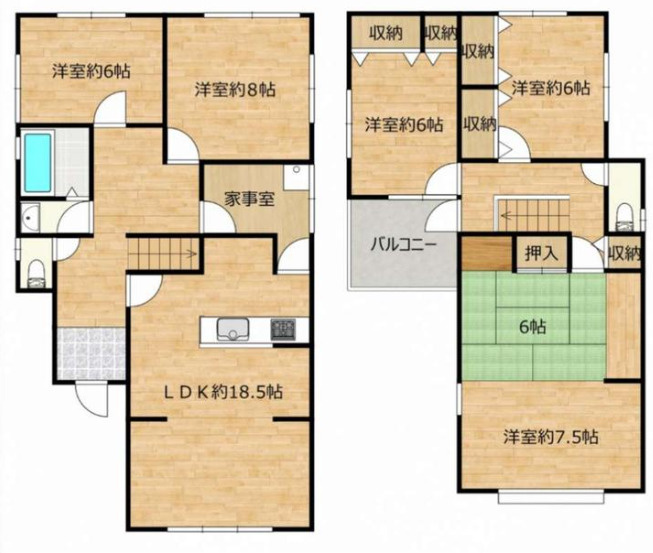 明石市魚住町清水　中古戸建の間取り|6LDKです。