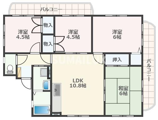 熊本市南区田井島３丁目の賃貸マンションの間取り