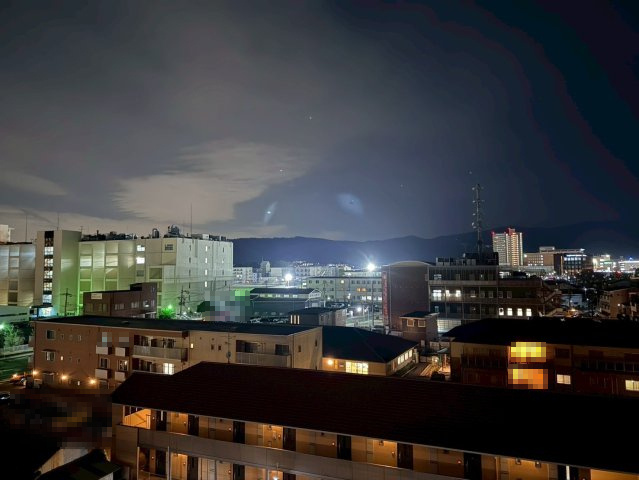 【成約済】メイツブラン長岡京の展望|ベランダからの夜景も綺麗です。